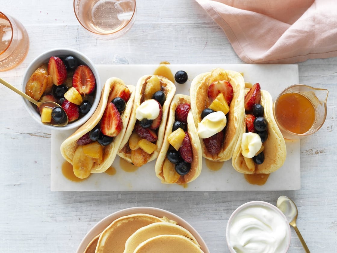 pancake tacos with mixed berries